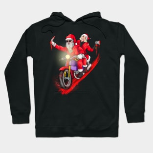 Biker Couples Mr and Mrs Santa Christmas Hoodie